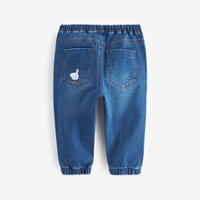 Load image into Gallery viewer, Mid Blue Farmyard Pull-On Cuffed Jeans (3mths-6yrs)