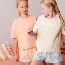 Load image into Gallery viewer, Fluro Orange/Blue Floral Short Pyjamas 2 Pack