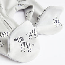 Load image into Gallery viewer, Green/Grey Baby Two Way Zip 100% Cotton Sleepsuits 3 Pack