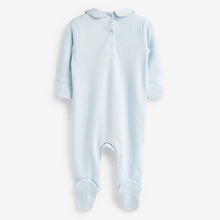 Load image into Gallery viewer, Pale Blue Collared Baby Sleepsuit (0-1.5-2yrs)