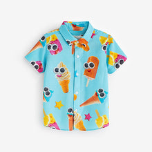 Load image into Gallery viewer, Blue Short Sleeve Printed Shirt