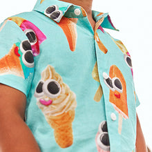 Load image into Gallery viewer, Blue Short Sleeve Printed Shirt