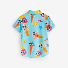 Load image into Gallery viewer, Blue Short Sleeve Printed Shirt