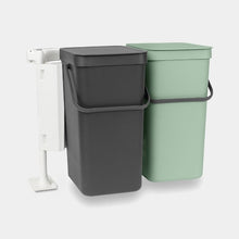 Load image into Gallery viewer, Brabantia Sort & Go Built-in Bin, 2 x 16L Jade Green/Grey
