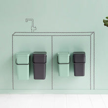 Load image into Gallery viewer, Brabantia Sort & Go Built-in Bin, 2 x 16L Jade Green/Grey