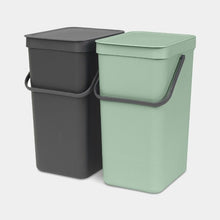 Load image into Gallery viewer, Brabantia Sort & Go Built-in Bin, 2 x 16L Jade Green/Grey