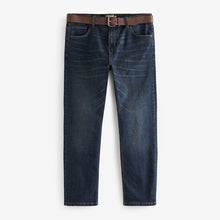 Load image into Gallery viewer, Blue Straight Fit Belted Jeans