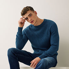 Load image into Gallery viewer, Mid Blue Crew Neck Textured Knitted Jumper