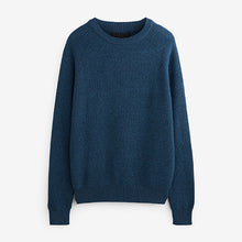 Load image into Gallery viewer, Mid Blue Crew Neck Textured Knitted Jumper
