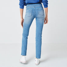 Load image into Gallery viewer, Mid Blue Denim Super Stretch Soft Sculpt Pull-On Slim Leggings