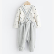Load image into Gallery viewer, Grey Whale Baby Velour Dungaree and Bodysuit Set (0-18mths)