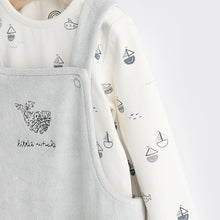 Load image into Gallery viewer, Grey Whale Baby Velour Dungaree and Bodysuit Set (0-18mths)