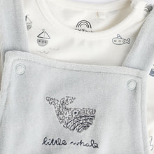 Load image into Gallery viewer, Grey Whale Baby Velour Dungaree and Bodysuit Set (0-18mths)