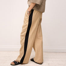 Load image into Gallery viewer, Camel/Black Side Stripe Pull On Track Pant Trousers