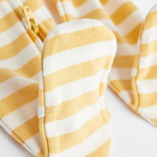 Load image into Gallery viewer, Yellow Baby Zip Sleepsuits 3 Pack
