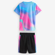 Load image into Gallery viewer, Multi/Black Mesh T-Shirt and Shorts Set