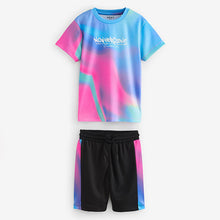 Load image into Gallery viewer, Multi/Black Mesh T-Shirt and Shorts Set
