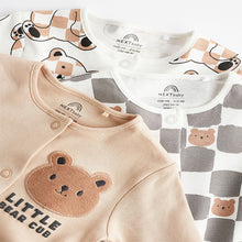 Load image into Gallery viewer, Neutral Bear Baby Footless Checkerboard Sleepsuits 3 Pack