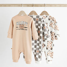 Load image into Gallery viewer, Neutral Bear Baby Footless Checkerboard Sleepsuits 3 Pack