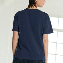 Load image into Gallery viewer, Navy Blue Le Marais Paris City Graphic Short Sleeve Crew Neck Top
