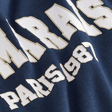 Load image into Gallery viewer, Navy Blue Le Marais Paris City Graphic Short Sleeve Crew Neck Top