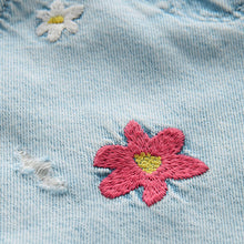 Load image into Gallery viewer, Light Blue Denim 100% Cotton Floral Embroidered Balloon Jeans (3-12yrs)