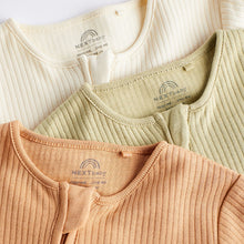 Load image into Gallery viewer, Sage Green 3 Pack Baby 100% Cotton Sleepsuits