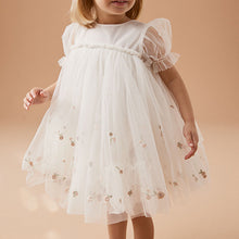 Load image into Gallery viewer, Cream Embroidered Mesh Party Dress