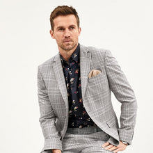 Load image into Gallery viewer, Grey Slim Check Suit Jacket