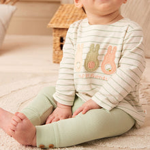 Load image into Gallery viewer, Green Bunny Baby Top And Leggings Set