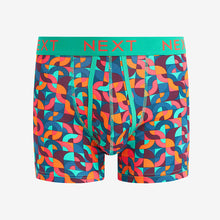 Load image into Gallery viewer, Blue/Green/Yellow Geometric A-Front Boxers 4 Pack