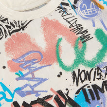 Load image into Gallery viewer, Ecru Cream Graffiti All-Over Print Short Sleeve T-Shirt (4-12yrs)