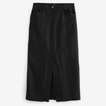 Load image into Gallery viewer, Black Linen Blend Midi Column Skirt