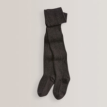 Load image into Gallery viewer, Charcoal Grey/Pink/Cream 3 Pack Cotton Rich Cable Tights (0mth-12yrs)