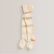 Load image into Gallery viewer, Charcoal Grey/Pink/Cream 3 Pack Cotton Rich Cable Tights (0mth-12yrs)