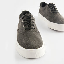 Load image into Gallery viewer, Black Washed Textile Trainers