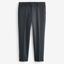 Load image into Gallery viewer, Navy Blue Regular Fit Trimmed Textured Suit Trousers