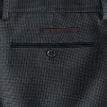 Load image into Gallery viewer, Navy Blue Regular Fit Trimmed Textured Suit Trousers