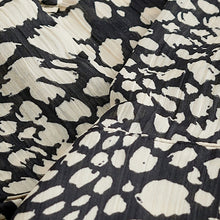 Load image into Gallery viewer, Monochrome Print Tie Sleeve Textured Collared V-Neck Blouse