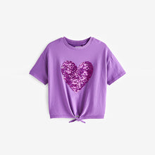Load image into Gallery viewer, Purple Heart Short Sleeve Sequin T-Shirt (3-12yrs)