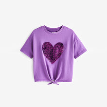 Load image into Gallery viewer, Purple Heart Short Sleeve Sequin T-Shirt (3-12yrs)