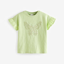 Load image into Gallery viewer, Pale Green Crochet Butterfly 100% Cotton T-Shirt