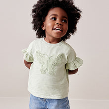 Load image into Gallery viewer, Pale Green Crochet Butterfly 100% Cotton T-Shirt