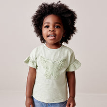 Load image into Gallery viewer, Pale Green Crochet Butterfly 100% Cotton T-Shirt
