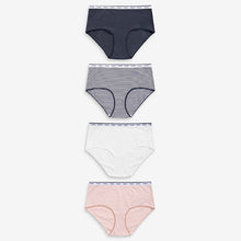 Load image into Gallery viewer, Pink/Blue Stripe Midi Cotton Rich Logo Knickers 4 Pack