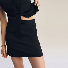 Load image into Gallery viewer, Black Tailored Stretch Mini Skirt