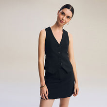 Load image into Gallery viewer, Black Tailored Stretch Mini Skirt