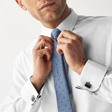 Load image into Gallery viewer, White/Blue Polka Dot Regular Fit Occasion Shirts And Ties Pack