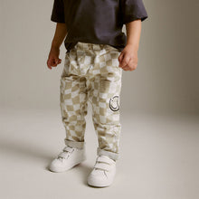 Load image into Gallery viewer, Neutral Checkerboard 100% Cotton Side Pocket Pull-On Trousers