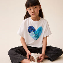 Load image into Gallery viewer, Blue Heart Sequin T-Shirt